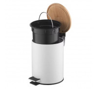 Відро для сміття Ardesto Minimalism з педаллю, 3л, метал, пластик, бамбук, білий