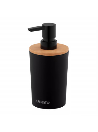 Диспенсер для мила Ardesto Minimalism 380мл, поліпропілен, бамбук, чорний