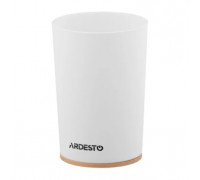 Склянка для зубних щіток Ardesto Minimalism 7.8x11.3см, поліпропілен, бамбук, білий