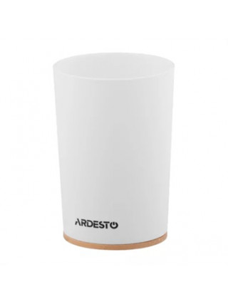 Склянка для зубних щіток Ardesto Minimalism 7.8x11.3см, поліпропілен, бамбук, білий