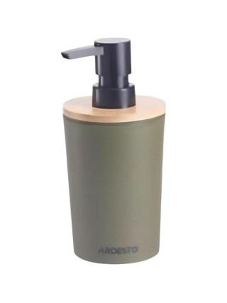 Диспенсер для мила Ardesto Minimalism 380мл, поліпропілен, бамбук, зелений темний