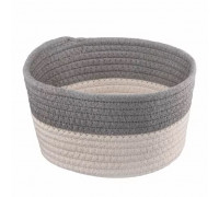 Кошик плетений для зберігання Ardesto Vigor 3.5л, бавовняний шпагат, сірий, білий