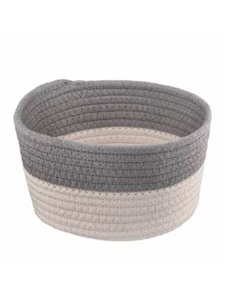 Кошик плетений для зберігання Ardesto Vigor 3.5л, бавовняний шпагат, сірий, білий