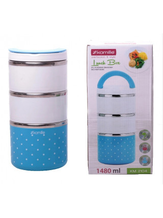 Ланч бокс потрійний Kamille 1400 мл. круглий