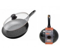 Сковорода Krauff з кришкою, 20 см, кований алюміній із антипр. мармур. покриттям