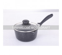 Ківш зі скляною кришкою Ardesto Gemini Anzio, 1.2л, 16см, алюміній, чорний