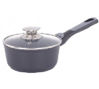 Ківш зі скляною кришкою Ardesto Gemini Bari, 1.3л, 16см, алюміній, чорний