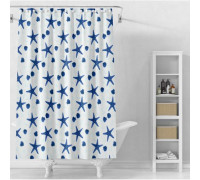 Шторка для ванної кімнати з принтом Eco Fabric PEVA Зірки 180*180 см,(з кільцями)