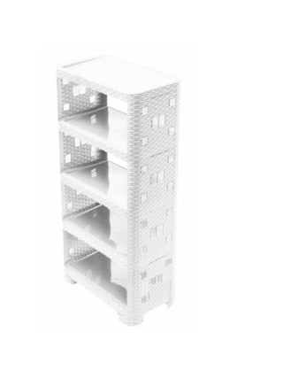 Стелаж універсальний 5 секцій, "Ротанг" 52*30*107 см (білий)