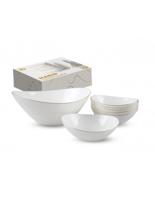 Набір салатників S&T золотий кант (1-1,8л, 6- 400 мл) 7 шт, 