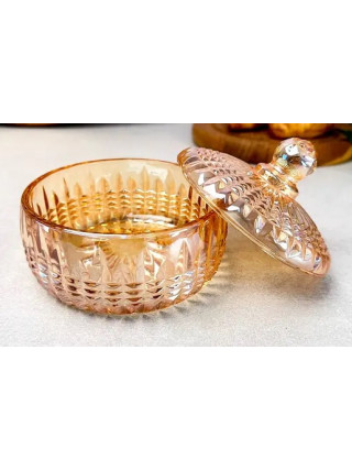 Цукерниця для солодощів та горішків з кришкою Helios Абудабі амбер 120 мм 1шт кол.уп.