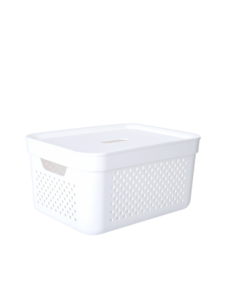 Корзина для побутових речей 15 л "Simple"  39*29*20 см, з кришкою (білий)