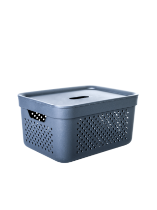 Корзина для побутових речей 15 л "Simple"  39*29*20 см, з кришкою (граніт)