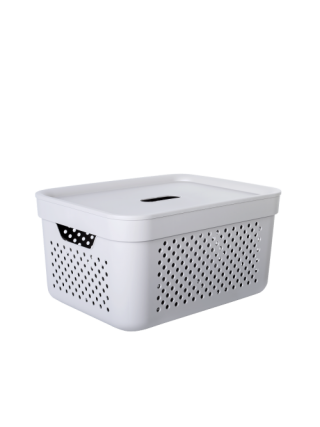 Корзина для побутових речей 15 л "Simple"  39*29*20 см, з кришкою (какао)