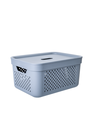 Корзина для побутових речей 15 л "Simple"  39*29*20 см, з кришкою (сірий мат)