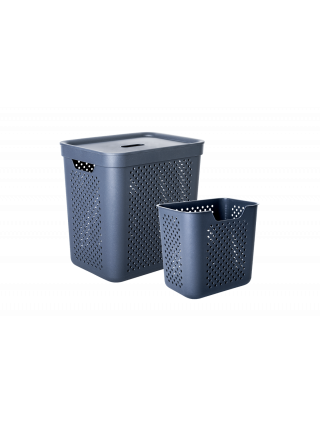 Корзина для білизни 35 л "Simple" 39*29*40 см, з органайзером 10 л (28,5*19*26 см) (граніт)