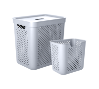 Корзина для білизни 35 л "Simple" 39*29*40 см, з органайзером 10 л (28,5*19*26 см) (сірий)