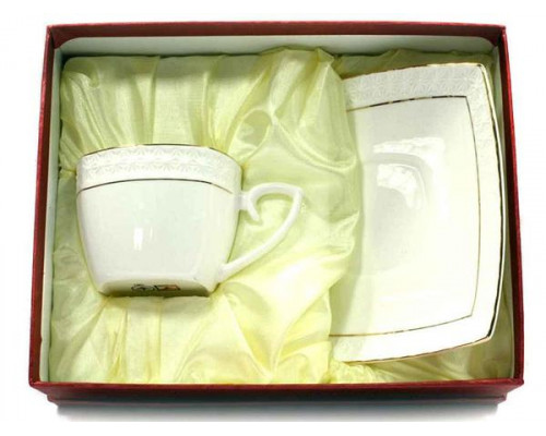 Чашка з блюдцем Interos "Снігова королева" (чашка квадратна 240 мл.)
