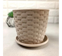 Вазон з підставкою "Ротанг" 12*11 см. (крем) *10