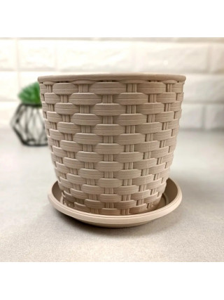 Вазон з підставкою "Ротанг" 12*11 см. (крем) *10