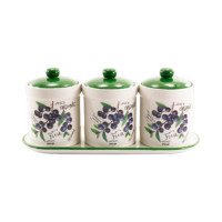 Набір банок керамічних Interos "Лохина" 500 мл. (3 шт.) на підставці 