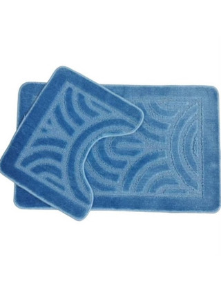 Набір килимків для ванних кімнат поліпропіленовий TM DarianA Econom 50*80+50*40 з вирізом синій орнамент