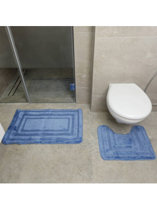 Набір килимків для ванних кімнат поліпропіленовий TM DarianA Econom 50*80+50*40 з вирізом синій рамка