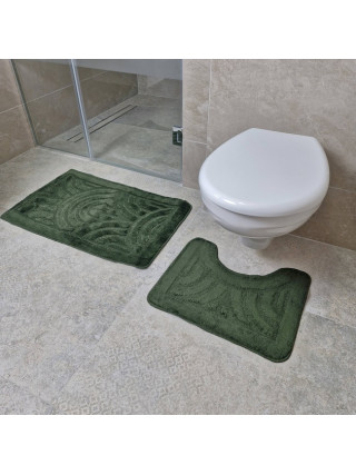Набір килимків для ванних кімнат поліпропіленовий TM DarianA Econom 50*80+50*40 з вирізом зелений орнамент