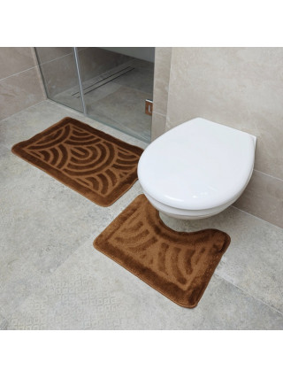 Набір килимків для ванних кімнат поліпропіленовий TM DarianA Econom 50*80+50*40 з вирізом коричневий орнамент
