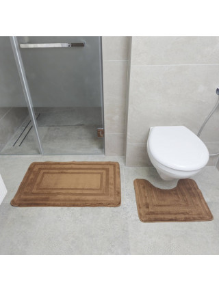 Набір килимків для ванних кімнат поліпропіленовий TM DarianA Econom 50*80+50*40 з вирізом коричневий рамка