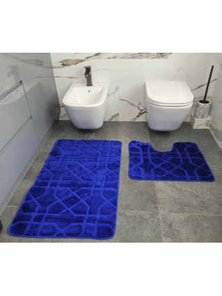 Набір килимків для ванних кімнат поліпропіленовий TM DarianA Standard 60*100+60*50 з вирізом синій геометрія