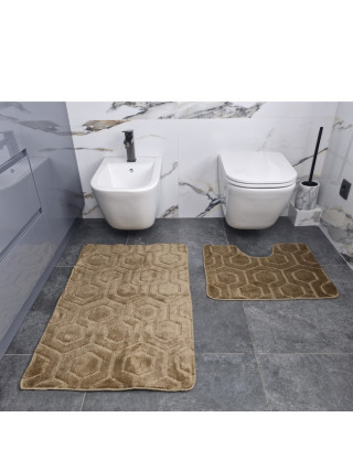 Набір килимків для ванних кімнат поліпропіленовий TM DarianA Standard 60*100+60*50 з вирізом бежевий соти