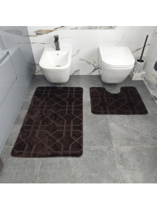 Набір килимків для ванних кімнат поліпропіленовий TM DarianA Standard 60*100+60*50 з вирізом шоколадний геометрія