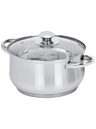 Каструля Santaremo 1,9 л., 16*9,5 см  циліндр, із нержавіючої сталі, скляна кришка