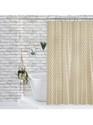 Шторка (фіранка) для душу з поліестеру Dariana 180*180 см, жакард 12 кілець JC12-0304-beige