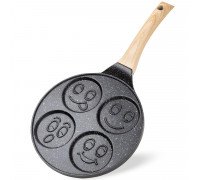 Сковорода для оладок Kamille (Смайли) d-220 мм., з антипригарним покриттям Black marble з алюмінію