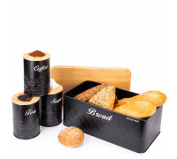 Хлібниця Kamille 33*18*21 см. бамбукова кришка, з ємностями для зберігання 