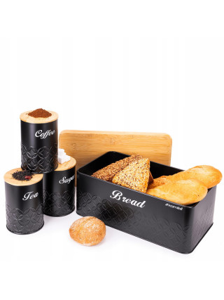 Хлібниця Kamille 33*18*21 см. бамбукова кришка, з ємностями для зберігання 