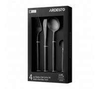 Набір столових приборів Ardesto Black Mars Trento, 4 прибори, нержавіюча сталь, чорний
