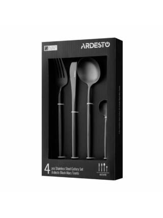 Набір столових приборів Ardesto Black Mars Trento, 4 прибори, нержавіюча сталь, чорний