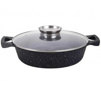 Каструля мілка Zauberg Чорна 3D 3,5 л алюмінієва з мармуровим покриттям із скл.кр., індукц. 
