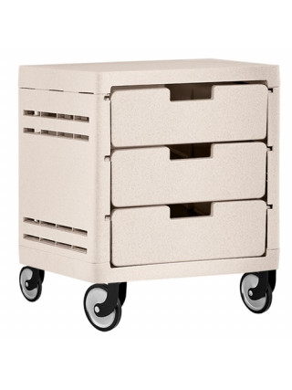 Комод на 3 шухляди на колесах (бежевий) 38*35*47 см