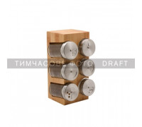 Набір ємностей для спецій на підставці Ardesto Midori, 7 предметів, 80мл, 10.7х10х20см, бамбук, нержавіюча сталь, скло, пластик