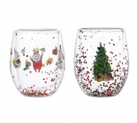Набір склянок Vittora Зимові розваги 350 мл з подвійним дном 2 шт,