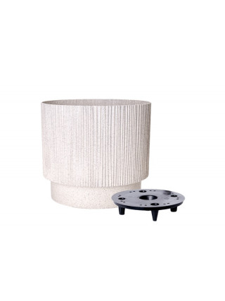 Вазон "Осло" зі вставкою d30 см. 14 л (біла роза WOOD)