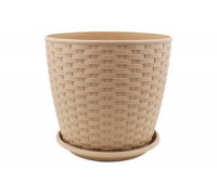 Вазон з підставкою "Ротанг" 16*15 см. (крем) 2,1 л *5