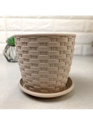 Вазон з підставкою "Ротанг" 24*22 см. (крем) 7.6л *10