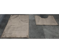 Набір килимків для ванних кімнат поліпропіленовий ТМ Dariana Smile 50*80+50*40 з вирізом бежевий полоса