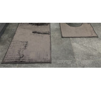 Набір килимків для ванних кімнат поліпропіленовий ТМ Dariana Smile 50*80+50*40 з вирізом темно-сірий полоса