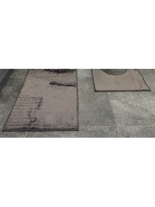 Набір килимків для ванних кімнат поліпропіленовий ТМ Dariana Smile 50*80+50*40 з вирізом темно-сірий полоса